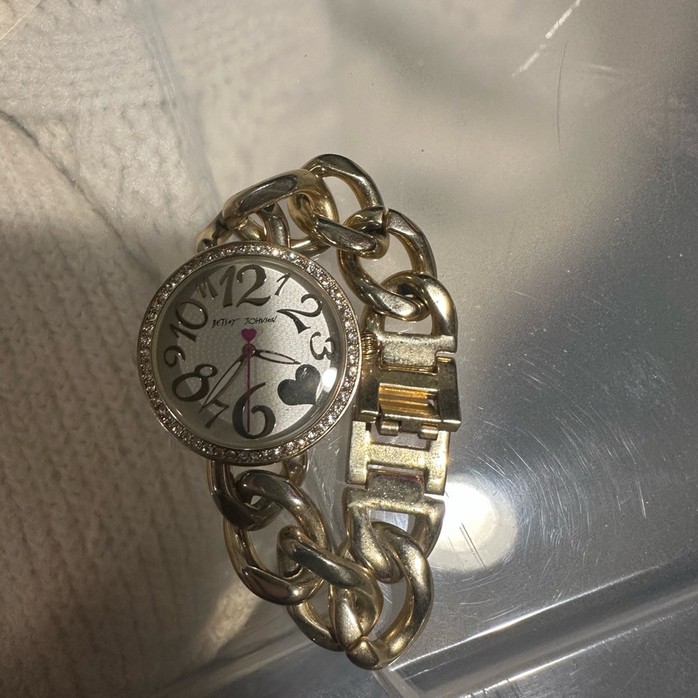 Gold Chain Bracelet Watch by Betsey Johnson